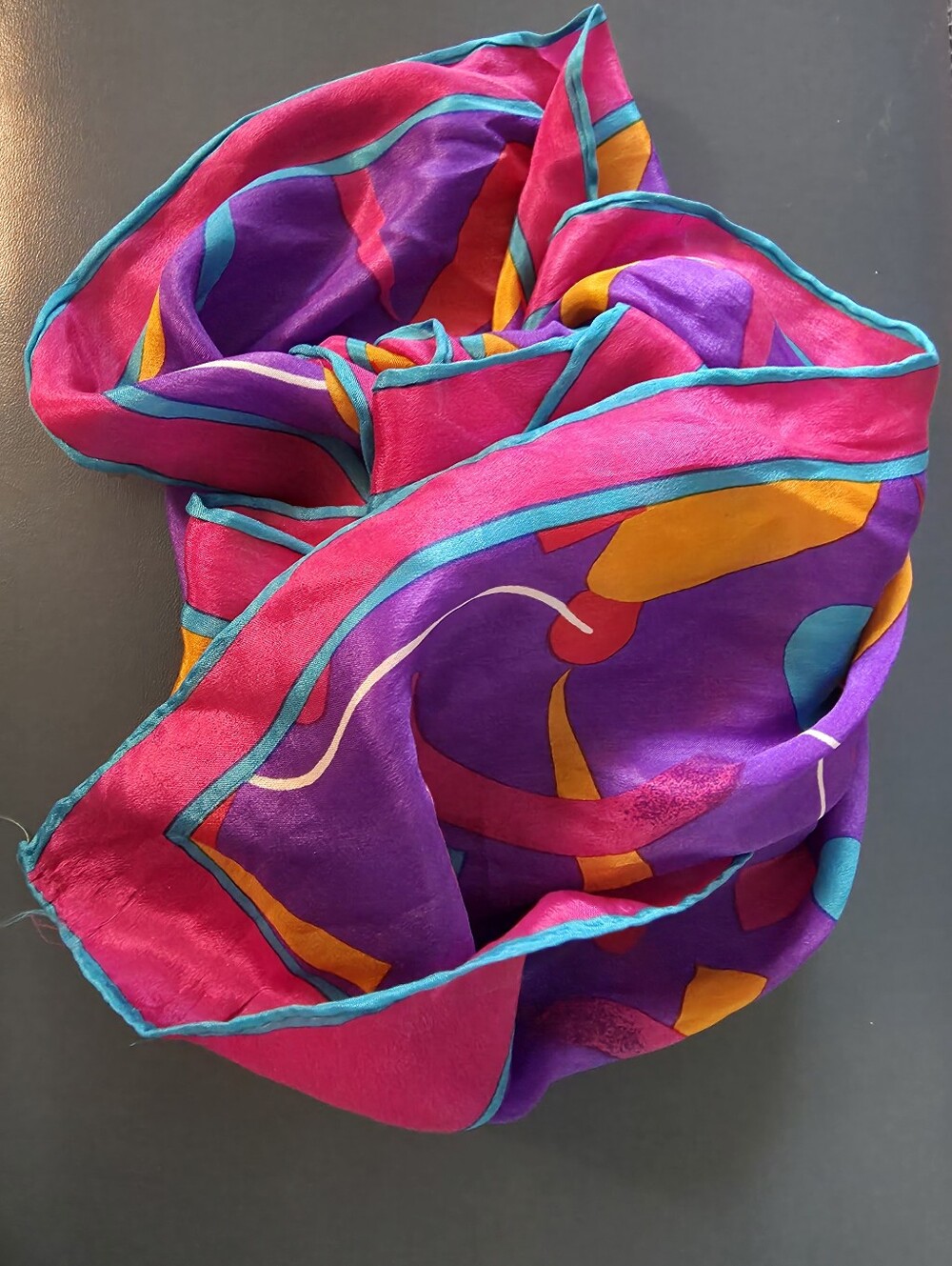 Silk Scarf Elaine Gold Epic 80s Style Modernist Abstract